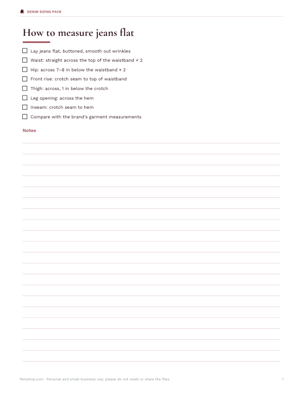 Preview of Printable Flat-Lay Jeans Measuring Guide